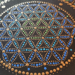 Fekete alapon antikréz  és ék, zöld, türkiz színű mandala - otthon & életmód - dekoráció - spiritualitás - mandala - Meska.hu
