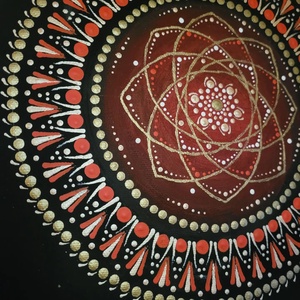 Fekete alapon piros rózsaarany és réz színű mandala - otthon & életmód - dekoráció - spiritualitás - mandala - Meska.hu