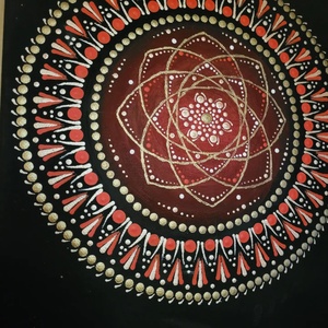 Fekete alapon piros rózsaarany és réz színű mandala - otthon & életmód - dekoráció - spiritualitás - mandala - Meska.hu