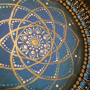 Fekete alapon kék, rózsaarany és réz színű mandala - otthon & életmód - dekoráció - spiritualitás - mandala - Meska.hu