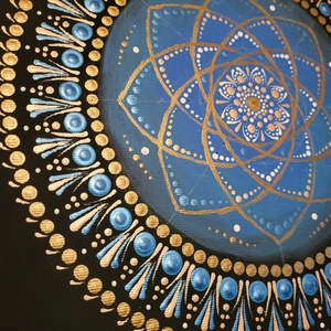 Fekete alapon kék, rózsaarany és réz színű mandala - otthon & életmód - dekoráció - spiritualitás - mandala - Meska.hu