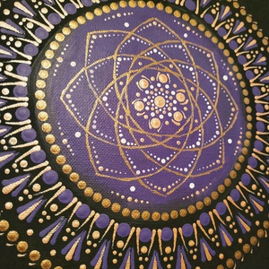Fekete alapon lila, rózsaarany és réz színű mandala - otthon & életmód - dekoráció - spiritualitás - mandala - Meska.hu