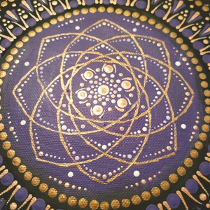 Fekete alapon lila, rózsaarany és réz színű mandala - otthon & életmód - dekoráció - spiritualitás - mandala - Meska.hu
