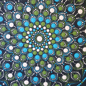 Fekete alapon oliva, kék, fehér mandala  - otthon & életmód - dekoráció - spiritualitás - mandala - Meska.hu