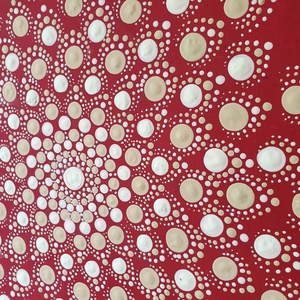 Sötét piros alapon fehér, beige mandala  - otthon & életmód - dekoráció - spiritualitás - mandala - Meska.hu