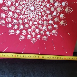 Sötét piros alapon fehér, beige mandala  - otthon & életmód - dekoráció - spiritualitás - mandala - Meska.hu