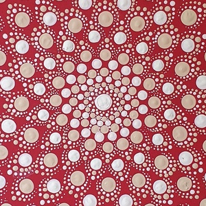 Sötét piros alapon fehér, beige mandala  - otthon & életmód - dekoráció - spiritualitás - mandala - Meska.hu