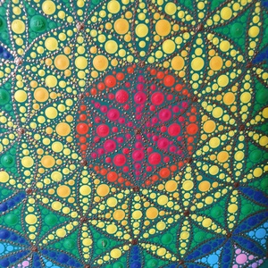 Zöld alapon életvirága mandala csakra színekkel - otthon & életmód - dekoráció - spiritualitás - mandala - Meska.hu