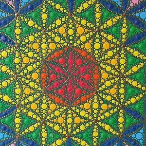 Zöld alapon életvirága mandala csakra színekkel - otthon & életmód - dekoráció - spiritualitás - mandala - Meska.hu