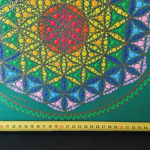 Zöld alapon életvirága mandala csakra színekkel - otthon & életmód - dekoráció - spiritualitás - mandala - Meska.hu