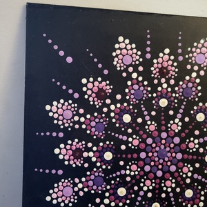 Fekete alapon lila, rózsaszín, fehér mandala  - otthon & életmód - dekoráció - spiritualitás - mandala - Meska.hu