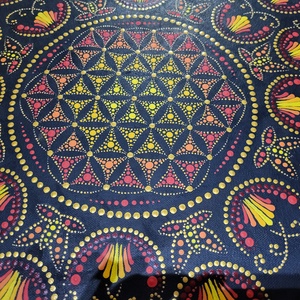 Fekete alapon arany, piros, sárga és narancs színű mandala - otthon & életmód - dekoráció - spiritualitás - mandala - Meska.hu