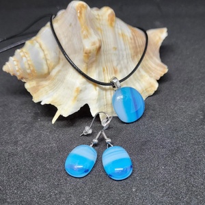 Kék mintás fusing üvegékszer szett - ékszer - ékszerszett - Meska.hu Kék mintás fusing üvegékszer szett - ékszer - ékszerszett - Meska.hu