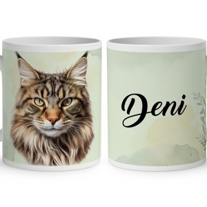 Névvel kérhető - Maine Coon macska portré mintás bögre, Otthon & Életmód, Konyhafelszerelés, tálalás, Tálalás, Bögre & Csésze, , MESKA