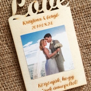 Fényképes fa hűtőmágnes, Love, Esküvő, Emlék & Ajándék, Köszönőajándék, , MESKA