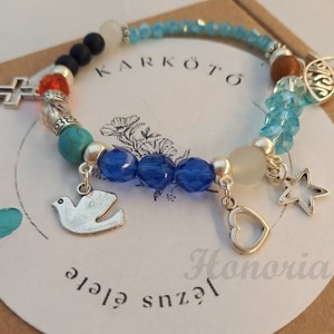 Jézus élete - keresztény történet karkötő-kék-004 - ékszer - karkötő - bogyós karkötő - Meska.hu