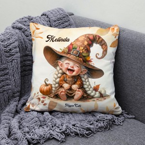 Névvel kérhető - Kacagó őszi manó lány mintás párna - otthon & életmód - lakástextil - párna & párnahuzat - díszpárna (belsővel együtt) - Meska.hu