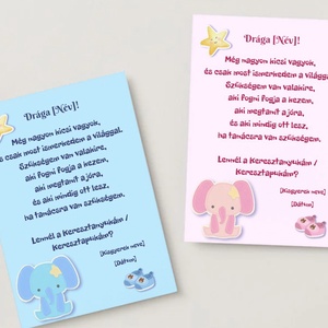 Keresztszülő felkérő - Elefántos személyre szabható grafika, Baba - mama, Keresztelő kellékek, Keresztszülő felkérő, , MESKA
