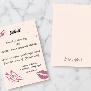 Lánybúcsú idézés és oklevél személyre szabható grafika (igény szerint nyomtatás) - esküvő - lánybúcsú - Meska.hu