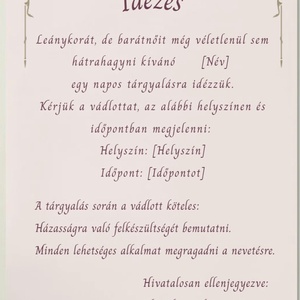 Lánybúcsú idézés és oklevél személyre szabható grafika (igény szerint nyomtatás) - esküvő - lánybúcsú - Meska.hu