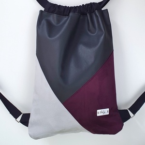 Tricolor gymbag, tornazsák - fekete, bordó, szürke - táska & tok - hátizsák - tornazsák, gymbag - Meska.hu