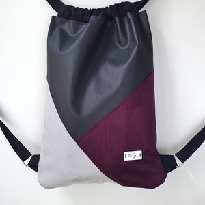 Tricolor gymbag, tornazsák - fekete, bordó, szürke - táska & tok - hátizsák - tornazsák, gymbag - Meska.hu