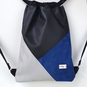Tricolor gymbag, tornazsák - fekete, kék, szürke - táska & tok - hátizsák - tornazsák, gymbag - Meska.hu