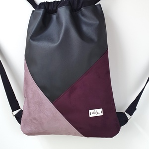 Tricolor gymbag, tornazsák - fekete, bordó, mályva - táska & tok - hátizsák - tornazsák, gymbag - Meska.hu