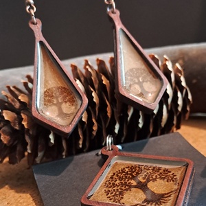 Fülbevaló és medál szett életfa mintával ( Tree of Life ) - ékszer - fülbevaló - lógó fülbevaló - Meska.hu