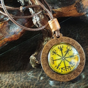 Iránytűs viking  férfi bőr nyaklánc - Meska.hu