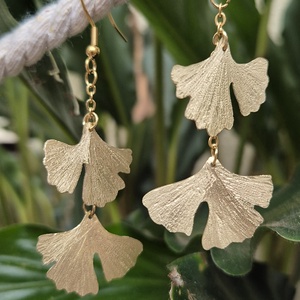 Ginkgo biloba fülbevaló, Ékszer, Fülbevaló, Lógó fülbevaló, Ékszerkészítés, MESKA