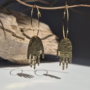 Hamsa kéz fülbevaló sárgarézből, Ékszer, Fülbevaló, Lógó fülbevaló, Ékszerkészítés, MESKA