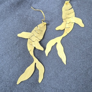 Halak sárgaréz fülbevaló, Ékszer, Fülbevaló, Lógó fülbevaló, Ékszerkészítés, MESKA
