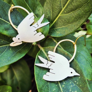 Spring Vibes. Tavaszi madarak sárgaréz fülbevaló - ékszer - fülbevaló - fülékszer - Meska.hu