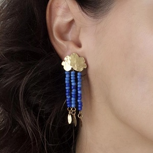 Esőfelhő 2in1 sárgaréz fülbevaló - ékszer - fülbevaló - lógó fülbevaló - Meska.hu