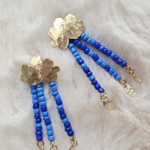 Esőfelhő 2in1 sárgaréz fülbevaló, Ékszer, Fülbevaló, Lógó fülbevaló, Ékszerkészítés, MESKA