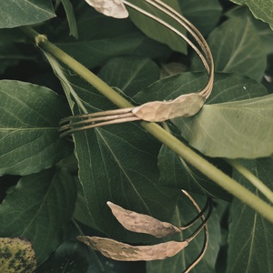 Tavaszi levelek sárgaréz karkötő, virágos karkötő  - ékszer - karkötő - széles karkötő - Meska.hu