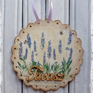 Levendulás tábla, Otthon & Lakás, Dekoráció, Ajtó- és ablak dekoráció, Ajtódísz & Kopogtató, Decoupage, transzfer és szalvétatechnika, Festett tárgyak, Meska