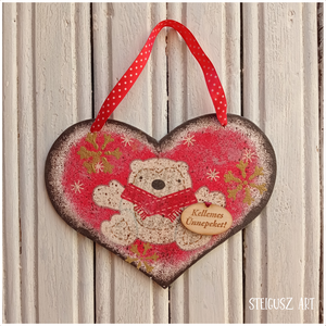 Karácsonyi ajtódísz, Karácsony, Karácsonyi lakásdekoráció, Karácsonyi ajtódíszek, Decoupage, transzfer és szalvétatechnika, Festett tárgyak, MESKA