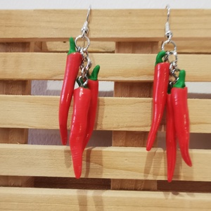 RedHotChilliPeppers (3 darabos), Ékszer, Fülbevaló, Lógó fülbevaló, Gyurma, MESKA