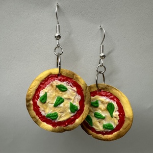 Pizza fülbevaló - ékszer - fülbevaló - lógós kerek fülbevaló - Meska.hu