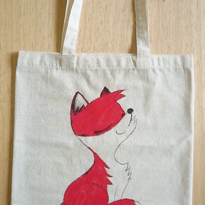 Kézzel festett vászontáska - róka - táska & tok - bevásárlás & shopper táska - shopper, textiltáska, szatyor - Meska.hu