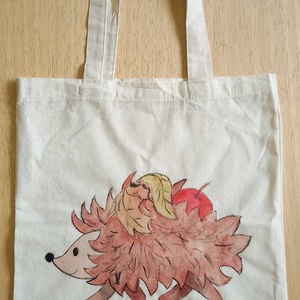 Kézzel festett vászontáska - süni - táska & tok - bevásárlás & shopper táska - shopper, textiltáska, szatyor - Meska.hu