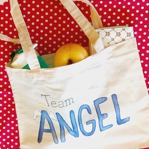 Kézzel festett vászontáska - Team angel, Táska & Tok, Bevásárlás & Shopper táska, Shopper, textiltáska, szatyor, Festett tárgyak, Varrás, Meska