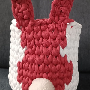 Nyuszi mintás horgolt  kosár Húsvétra , Otthon & Életmód, Tárolás & Rendszerezés, Tárolókosár, Horgolás, MESKA