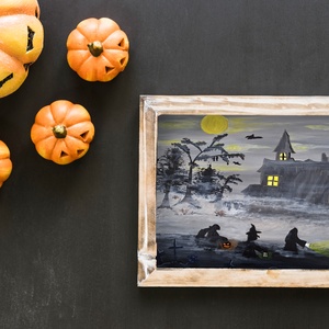 Halloweeni festmény, Művészet, Festmény, Akril, Festészet, MESKA