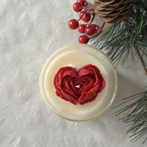 Szívgyertya  a szeretet lángja(fehér/piros) - karácsony - karácsonyi lakásdekoráció - karácsonyi illatgyertya, mécses - Meska.hu