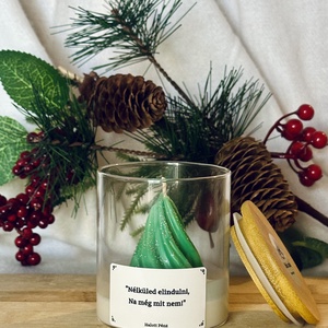 Zöld/fehér karácsonyfa - karácsony - karácsonyi lakásdekoráció - karácsonyi illatgyertya, mécses - Meska.hu