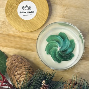 Zöld/fehér karácsonyfa - karácsony - karácsonyi lakásdekoráció - karácsonyi illatgyertya, mécses - Meska.hu