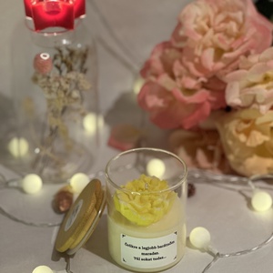 Sárga rózsás Szójaviasz Illatgyertya - karácsony - karácsonyi lakásdekoráció - karácsonyi illatgyertya, mécses - Meska.hu
